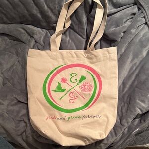 Chic Canvas Tote with Pink and Green Design
